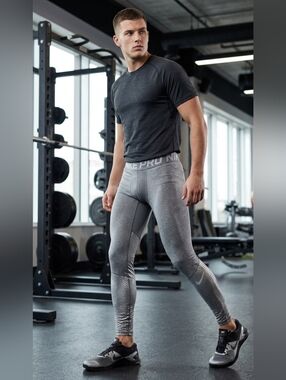 NIKE PRO, Mens Hyp Gray Reflective Leggings Pro Hypercool Size M